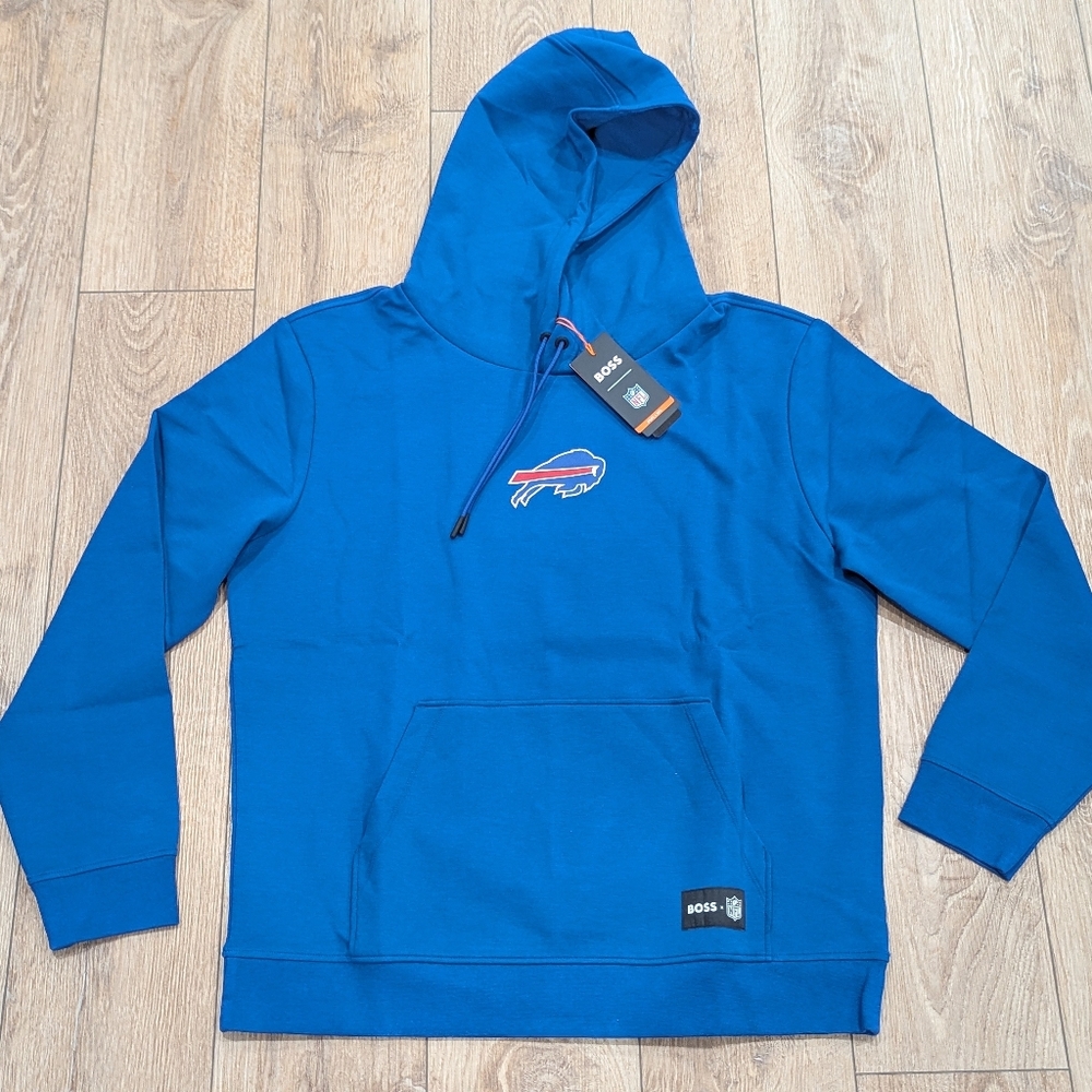 $198 Mens BOSS X NFL "Woodson" Buffalo Bills Graphic Hoodie Blue Large